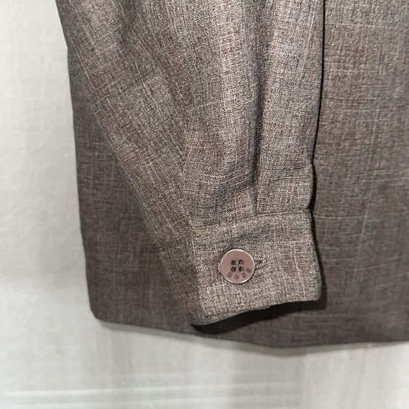 HGSS L Men’s Houndstooth Plaid Brown Full Zip Dress Wool Blend Jacket - Picture 5 of 12